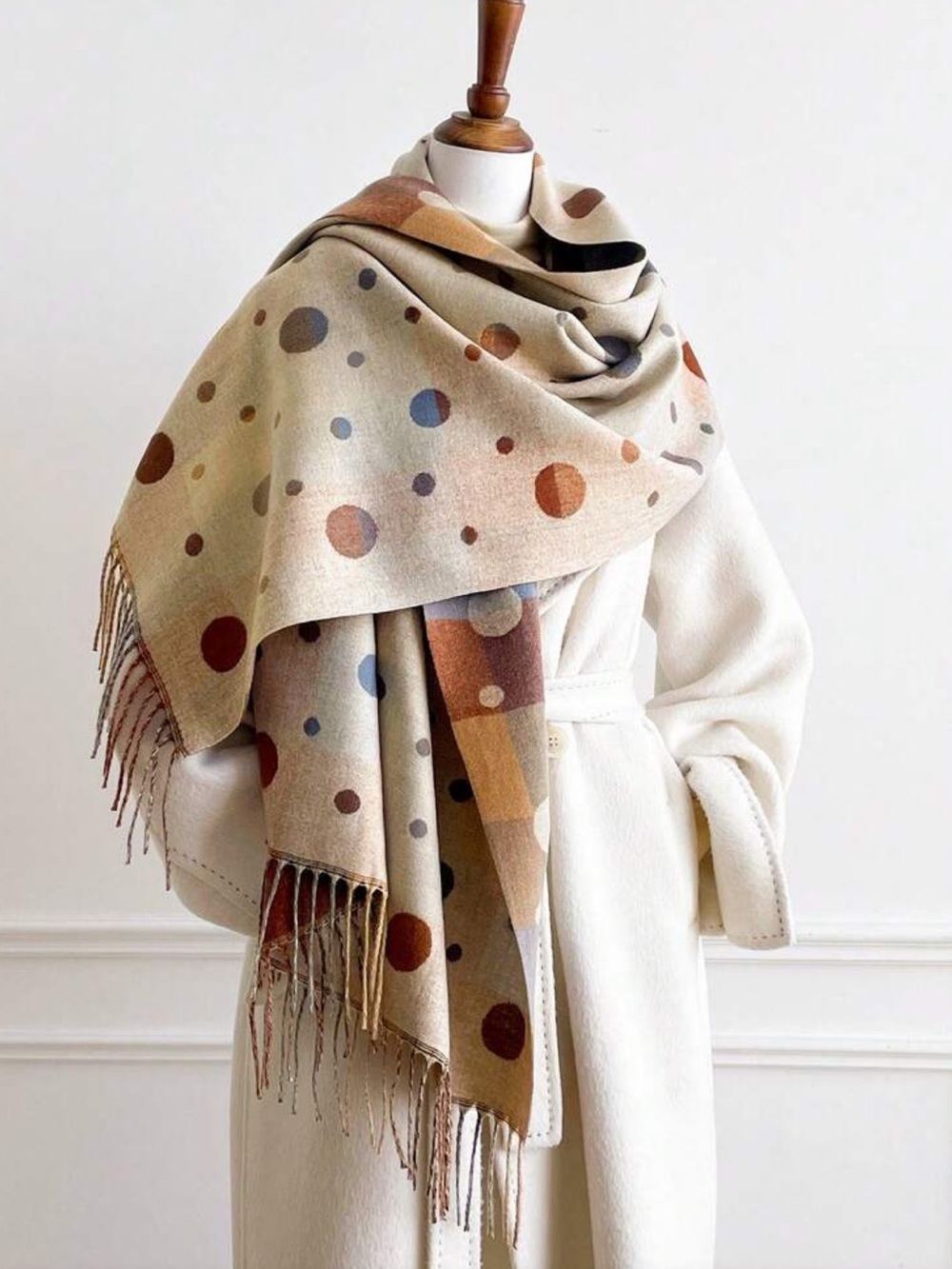 Double Sided Multicolor Scarf - Circles